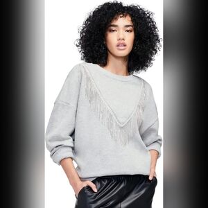 NWT Wildfox Film Star Flapper Rhinestone Trim Grey Crewneck Sweatshirt XSmall